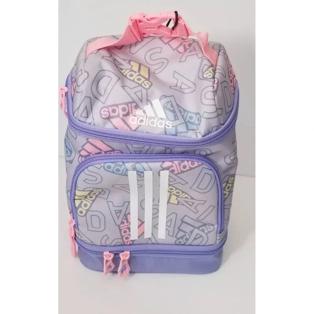 Adidas Excel 2 Insulated Lunch Bag School Work Logo Multi- Compartment  Pink NEW